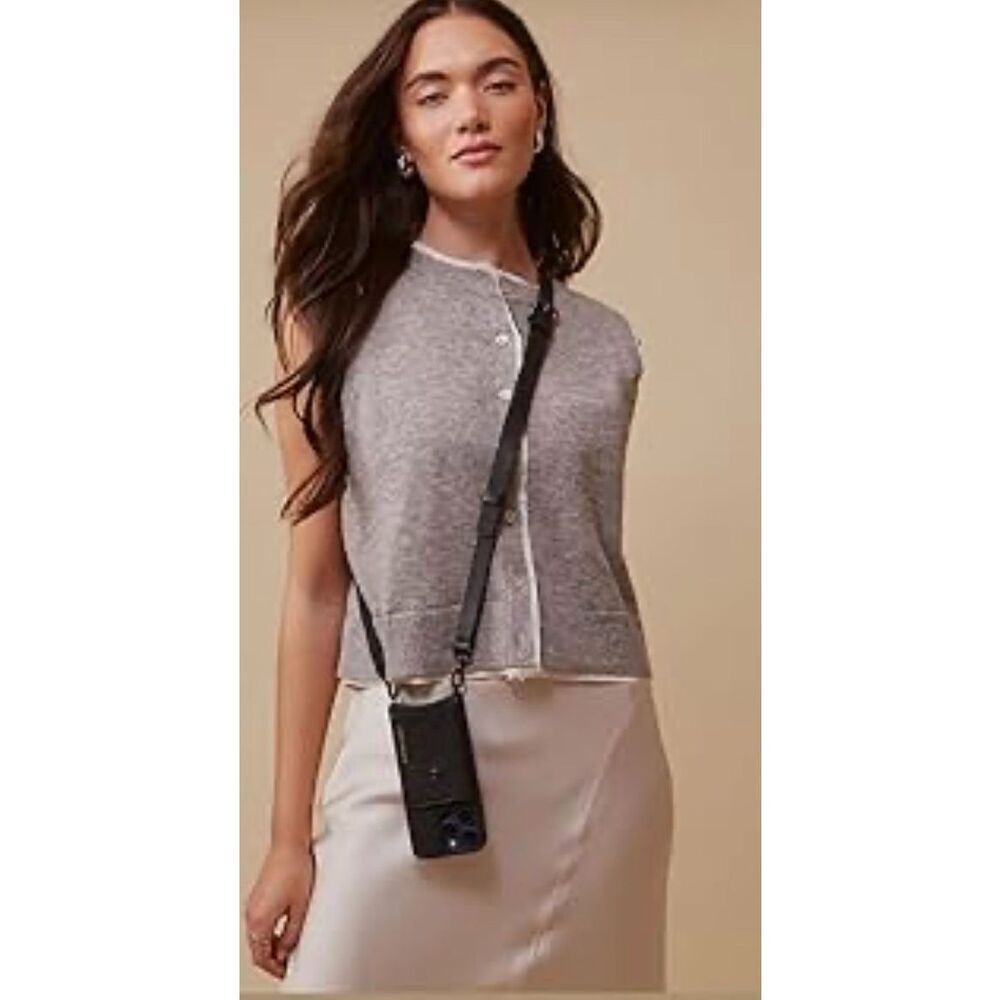 Bandolier crossbody twin 1l” black leather strap +iPhone 15 pro max wallet case